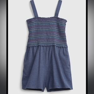 Baby Gap Blue Heather Smocked Romper (with pockets!!)